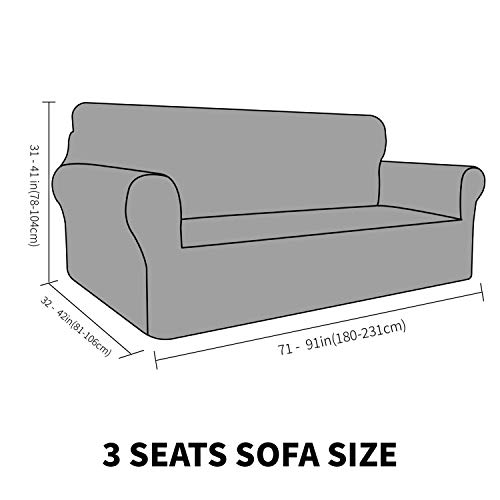 MAXIJIN Thick Velvet Sofa Cover for 3 Seater, Super Elastic Non Slip Sofa Cover, Pet Friendly 1 Piece Furniture Protector (3 Seater, Dark Coffee)