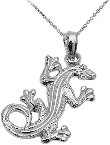 Lizard Reptile Pendant Necklace in 14k White Gold (16mm x 29mm) weight: 3.7 grams, 22"