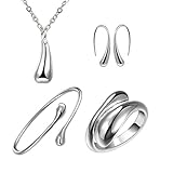 Boosic Drop Jewelry Set Bracelet Necklace Ring Stud Earings For Women