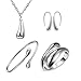 Boosic Drop Jewelry Set Bracelet Necklace Ring Stud Earings For Women