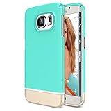 Galaxy S6 Edge Case, Maxboost [Vibrance Series] Samsung Galaxy S6 Edge Case [Lifetime Warranty] Protective SOFT-Interior Scratch Protection Hard Cases - Turquoise Blue / Champagne Gold