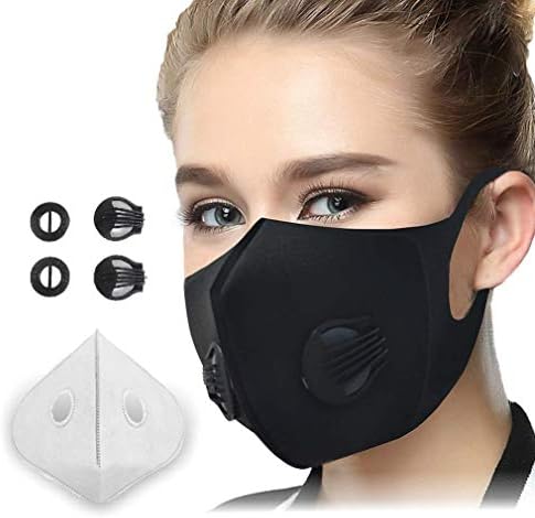 CFORWARD Dustproof Mask, Activated Carbon Face Mask Washable Anti-Fog Mouth mask Anti Pollen Allergy PM2.5 Mask with Extra Filter and Valves