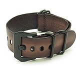 StrapsCo Vintage Nato Zulu G10 Leather Watch Strap with Matte Black Pre-V Buckle