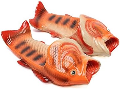 HEEMAA 4 Colours Fish Slippers Beach Shoes Non-Slip Sandals Creative Fish Slippers Men and Women Casual Shoe (Woman 10-11/male 8.5-9.5, Orange)