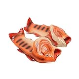 HEEMAA 4 Colours Fish Slippers Beach Shoes Non-Slip Sandals Creative Fish Slippers Men and Women Casual Shoe (Woman 11-12/male 10-11, Orange)
