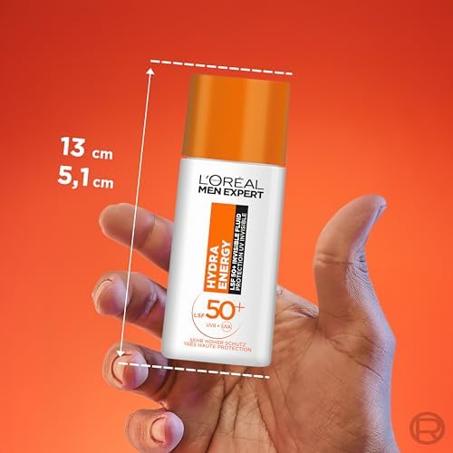 Protection solaire UV SPF 50 pour homme, fluide invisible pour le visage contre les rayons du soleil, crème solaire pour homme SPF 50+ contre le vieillissement de la peau, avec