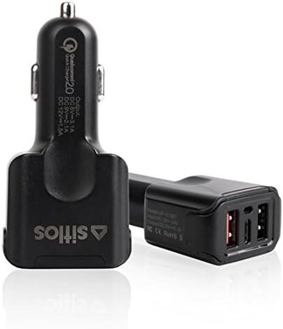 Quick Charge 2.0 Charger, Sitlos 3-Port Car Charger Power Charging with QC 2.0 and Type C USB Port for iPhone(5/5s/6/6s/7/Plus),iPad,Android Phones,Windows Phones and Tablets and More (Black)