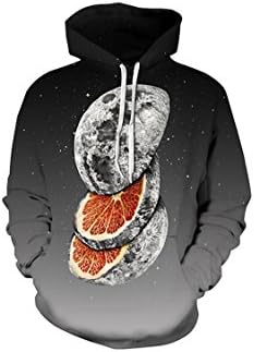 Unisex Realistic Lemon Print Pullover Hoodie Hooded Sweatshirt M Black