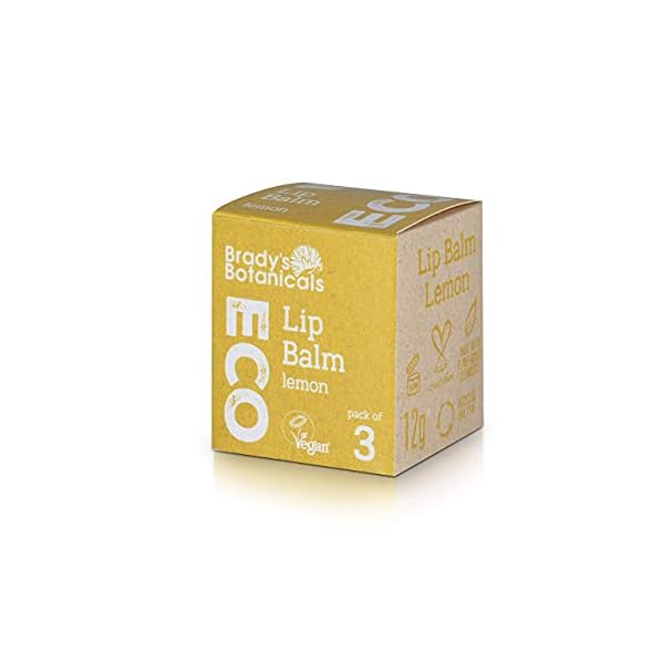 Lemon flavour 100% natural, vegan lip balm. Set of 3 lip Cream. Gift set for men and women. Coconut oil & Candelilla wax…