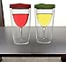 Wineova Plastic Wine Glasses with Lid, 10 Ounze, Set of 2, with Red and Green Drink-through Lid