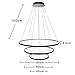 LightInTheBox Modern LED Chandelier 3 Ring Chandelier Dimmable Circular Dining Ceiling Pendant Light for Dinning Room Living Room 60+40+20cm (Black; Light Source: Stepless Dimming)