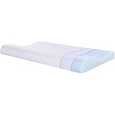 SUQ I OME Slim Sleeper-Gel Thin Memory Foam Pillow for Sleeping,Contour Thin & Low Cervical Profile,for Neck Pain, Stomacher, Back and Side Sleeper,Soft (23.6x13.7x2.4/1.9 inch, White)