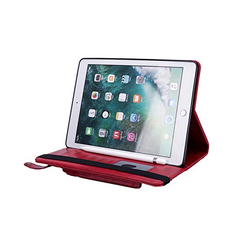 TechCode iPad Case for Pro 11, Premium PU Leather Business Folio Stand Case with Pencil Sleeve Card Slots Pocket Multiple Viewing Angles Protective Smartshell Cover for iPad Pro 11 2018 Release, Red - Thumbnail 6