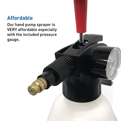 EasyGo Spray Bottle 1 Liter (34 Ounces) Hand Pump Pressure Sprayer W/Pressure Gauge – Mister Setting - Great for Gardening, Fertilizing, Cleaning & General Use Spraying Water - Chemicals - Pesticides