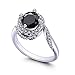 Veunora 925 Sterling Silver 7.5x7.5mm Black Spinel Filled Twisted Ring