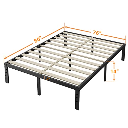 KingSizeBedFrame/ ZIYOO Metal King Platform with Heavy Duty Wooden