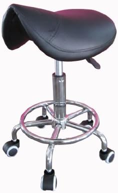 CHROME Black Gas Lift SADDLE STOOL for Salon Spa Massage Beauty Reiki Therapy Tattoo Black by Therapy Tables UK