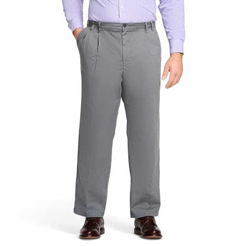IZOD Men’s Big and Tall Performance Stretch Pleated Pant, Smoked Pearl, 50W X 32L