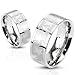 STR-0035 Stainless Steel Two Tone Shiny Star Pattern Band Ring Size (12)