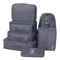 Packing Cubes 7 Sets Travel Luggage Organizers with Waterproof Shoe Storage Bag Packing Pouches (Grey)