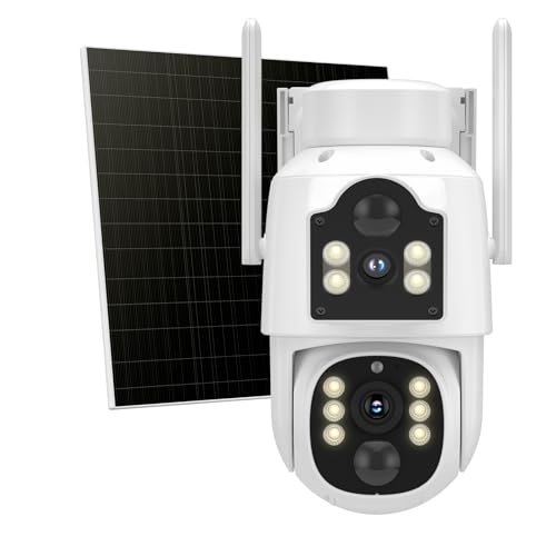 Hiseeu Wireless Solar Camera Outdoor 4MP Dual Lens, Wireless Home Security Camera 5G & 2.4G WiFi Pro, 360° PTZ, Motion Detection, Color Night Vision, IP66, 2-Way Audio, Auto Tracking, No Subscription