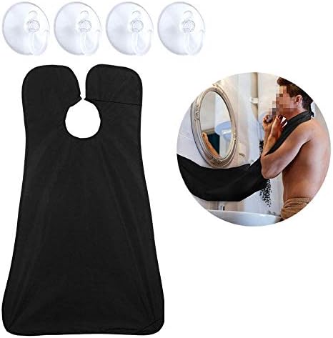 Beard Catcher Apron Mustache Shaving Bib Cape for Men Trimming, Hair Clippings,Grooming with 4 Mirror Suction Cups, Waterproof, Adjustable Neck Straps