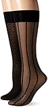 Nine West Women's Geometric 6ppk 20d Trouser Sock, Black, 9-11