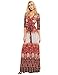 Milumia Women's Bohemian 3/4 Sleeve Faux Wrap Maxi Dress Orange L