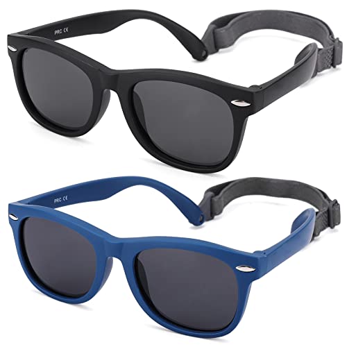 Polarized Baby Sunglasses with Strap - Unbreakable Flexible Infant Sunglasses for Toddlers Age 0-24 Months