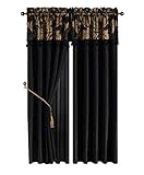 Chezmoi Collection Royale 4-Piece Jacquard Floral Window Curtain/Drape Set Sheer Backing Tassels Valance