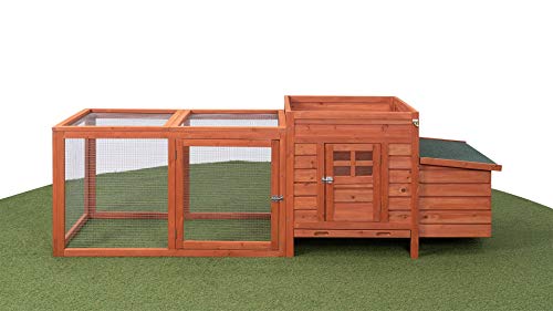 Miweba MyAnimal Hühnerstall MH-19 | 206x73x123 cm - Für 3 Hühner - Nistkasten mit Freilaufgehege - 2 Sitzstangen - Winterfest - Hühnerhaus mit Eiablage - Kiefernholz - Voliere (Braun) – Bild 6