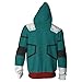 ZIFUNMUR Boku No Hero Academia My Hero Academia Izuku Midoriya Jacket Sweatshirt Cosplay Costume Hoodies Green Large