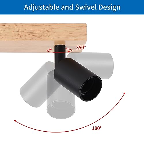 ANWIO Ceiling Lamps with 3 Bulbs, E27 Hallway Ceiling Lamp, Black Interior LED Bulbs, Adjustable Bedroom Ceiling Lamps, Living Room Ceiling Lamp (without Bulbs)