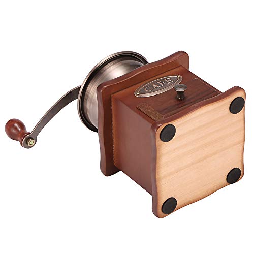 Vintage manuelle Kaffeemühle, SUNASQ manuelle Kaffeemühle Holz Vintage antike Handkurbel Kaffee Gewürz Mini Mühle mit… – Bild 5