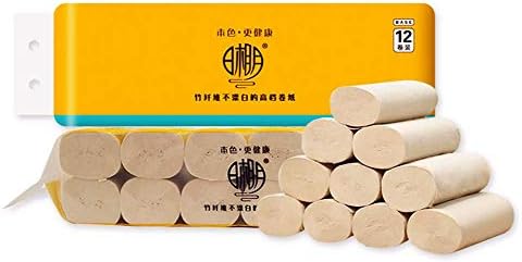 Natural Bamboo Pulp Antibacterial Toilet Paper 3 Layers Compact (140mm * 110mm Section * 3 Layers * 12 volumes)