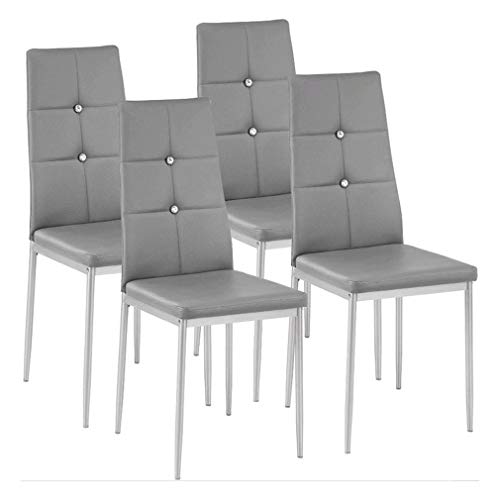 Kitchen Dining Chairs Set of 4 with Sturdy Metal Legs, High Backrest Dining Breakfast Chair for Home Kitchen Living Room (4PCS+Grey)