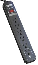 Tripp Lite 6 Outlet Surge Protector Power Strip, 6ft Cord, 790 Joules, Black, 50K Insurance (TLP606B)