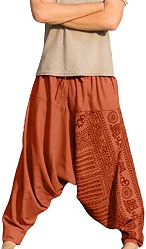 Zerototens Men's Indian Harem Pants Baggy Yoga Trouser Plus Size Bloom Pants Loose Trousers Elasticated Waist Tracksuit Trousers