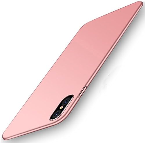 iPhone X Case, Protective PC Hard Case for Apple iPhone X, Shockproof Bumper Hybrid Cover and FREE Tempered Glass Screen Protector for iPhone X 2017 Release (Rose Gold)