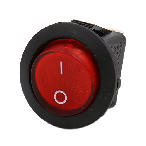 Heschen Red Round Rocker Switch Round ON-OFF SPST 3 Terminals 10A 250VAC UL VDE 5Pack - Image 3