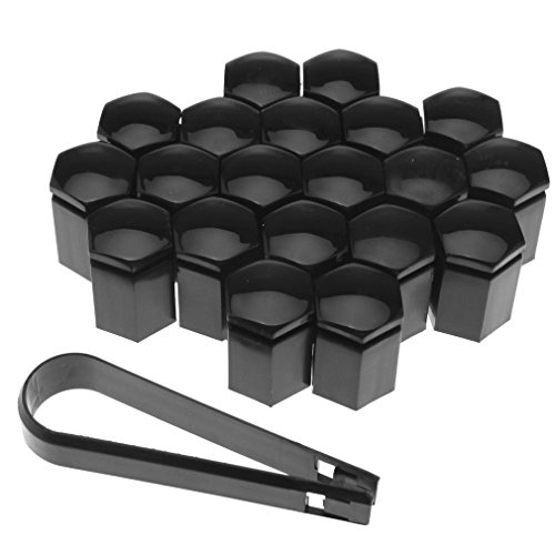 20pcs Wheel Bolts Hex Nut Bolt 17mm Caps Black Removal Tool For Vauxhall