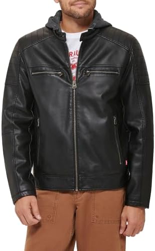 Levi's Men's Faux Leather Classic Motorcycle Jacket, Black, Medium