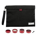 Smell Proof Bag Grinder Bundle (12x9 inches) – Small Travel Grinder Included – Store All Smelly Goods, Dried Food, and Herb Accessories – Discreet, Heavy Duty Container, Bag, Pouch
