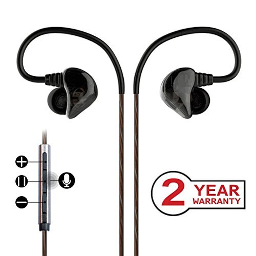 Avantree Dual Driver High Definition In Ear Monitor Headphones with Microphone and Volume Control & Music Track, Heavy Bass, Sports Earbuds Earphones [2 Year Warranty]