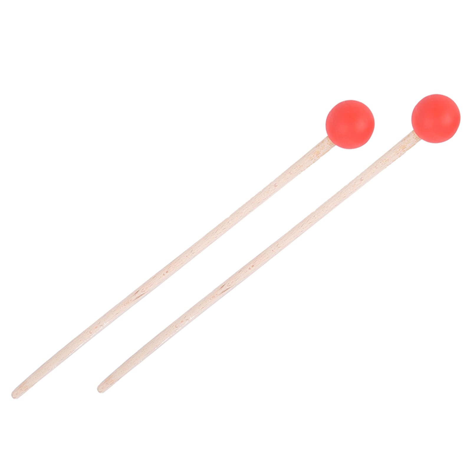 2 Pieces Drum Mallet Hammer Drum Beater Drum Stick Rubber Xylophone Mallet with Maple Handle Percussion Instrument Sticks for Xylophone/Timpani/Snare Drums(red)