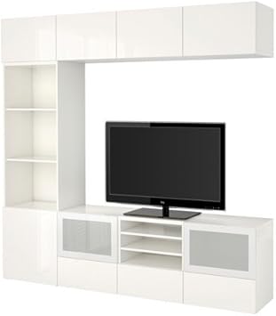 Amazon De Besta Tv Stander Tv Aufbewahrung Kombination Glas Hemnes Turen Weiss Selsviken