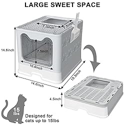 Foldable Cat Litter Box with Lid, Enclosed Cat