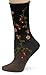 Ozone Women's Tibetan Flowers Crew Sock, Rolled Top, Bandless Design Socks, Women's Sock Size 9-11 (as1, alpha, one_size, regular, regular, Black)