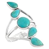 Turquoise Ring in Sterling Silver 925 & Genuine Turquoise Size 6 to 11 (11)