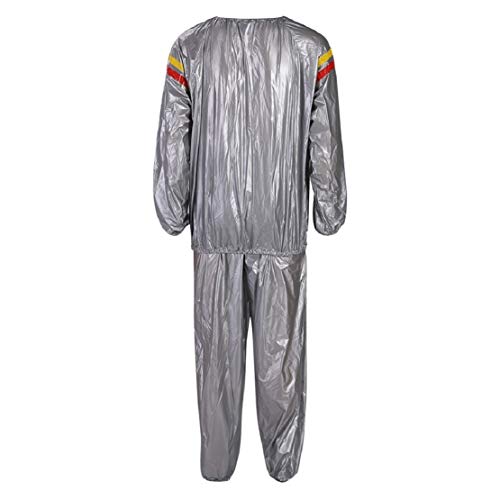 Men's Sauna Suit Exercise Gym Sweat Suit Fitness Weight Loss Anti-Rip Training Thermal Sweat Suit by Lowprofile Silver - Thumbnail 2
